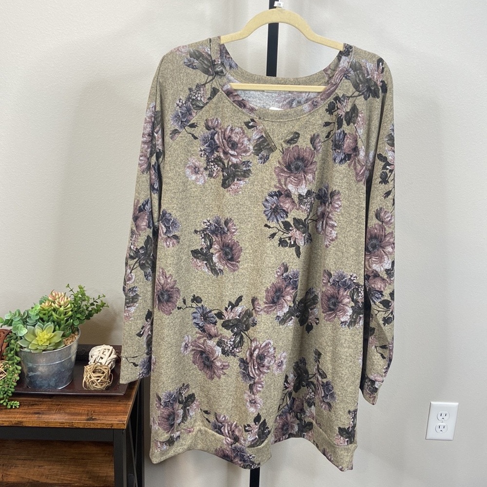 NWT Jodifl April Floral Sweater Tunic- Size 3XL